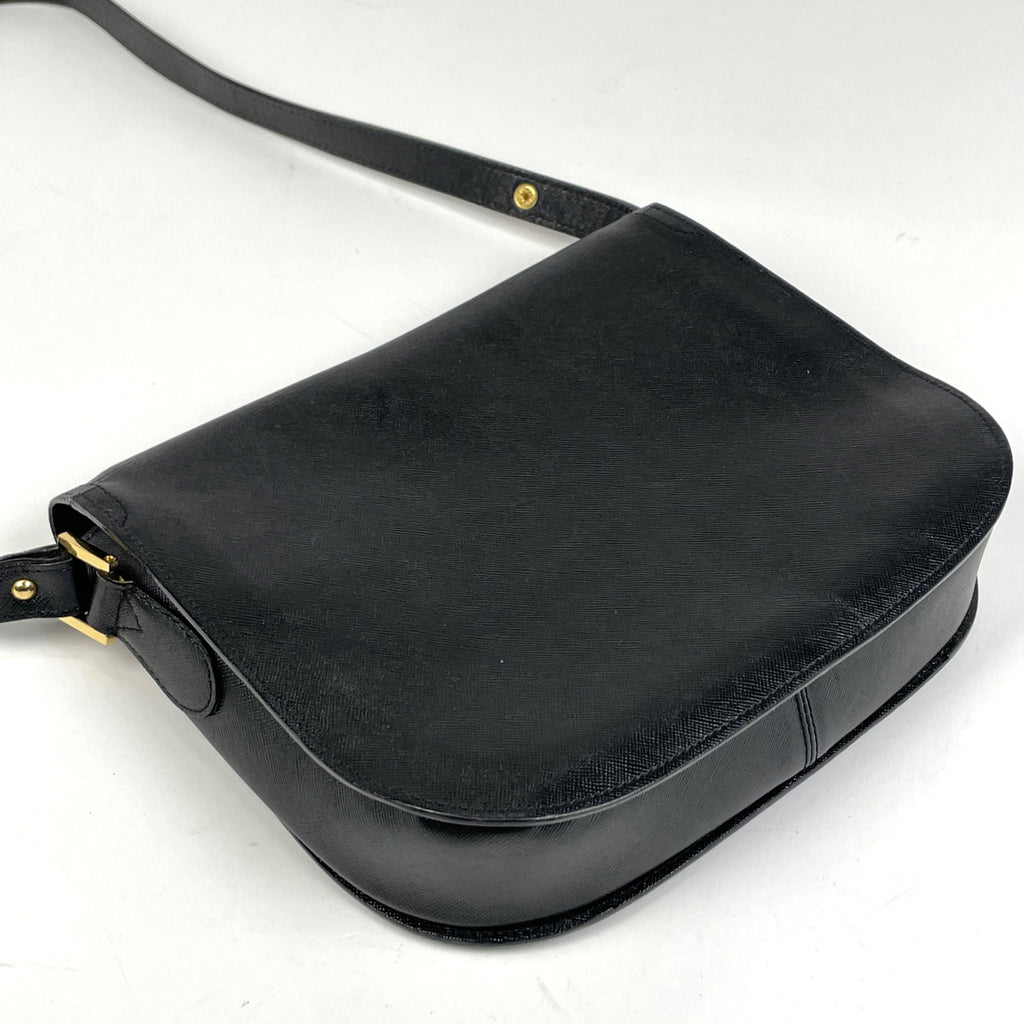 イヴ・サンローラン ロゴ ショルダーバッグ レザー ブラック レディース 【中古】brbag
