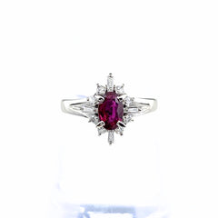 ルビー デザインリング プラチナ 指輪 メレダイヤ リング 13.5号 Pt900 ルビー ダイヤモンド レディース 【中古】nbjwl