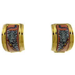 エルメス エマイユ イヤリング 七宝焼き アニマル イヤリング GP ゴールド ピンク レディース 【中古】bracc