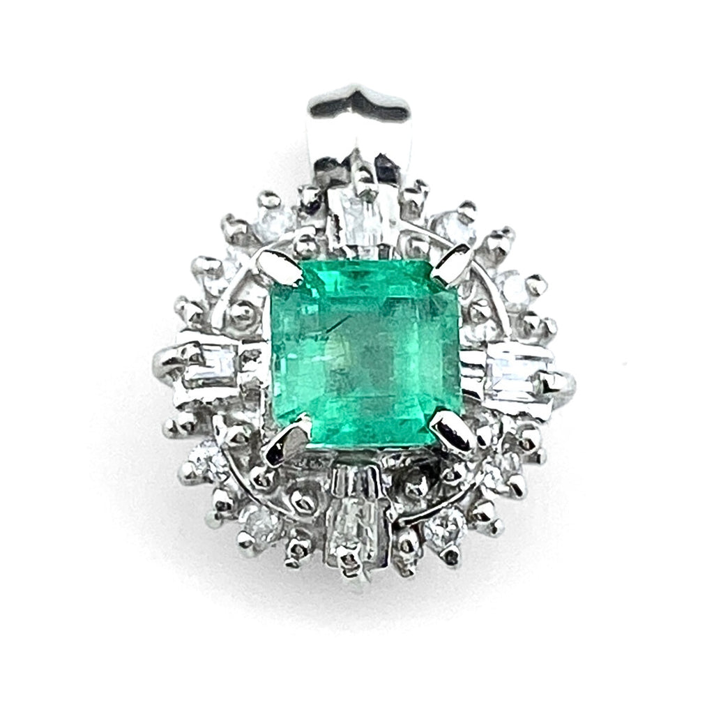 エメラルド ペンダントトップ プラチナ メレダイヤ ペンダントトップ Pt900 エメラルド ダイヤモンド レディース 【中古】nbjwl