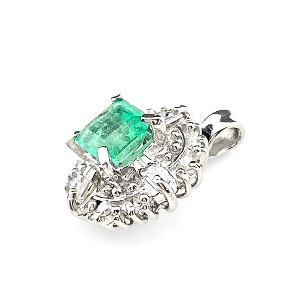 エメラルド ペンダントトップ プラチナ メレダイヤ ペンダントトップ Pt900 エメラルド ダイヤモンド レディース 【中古】nbjwl