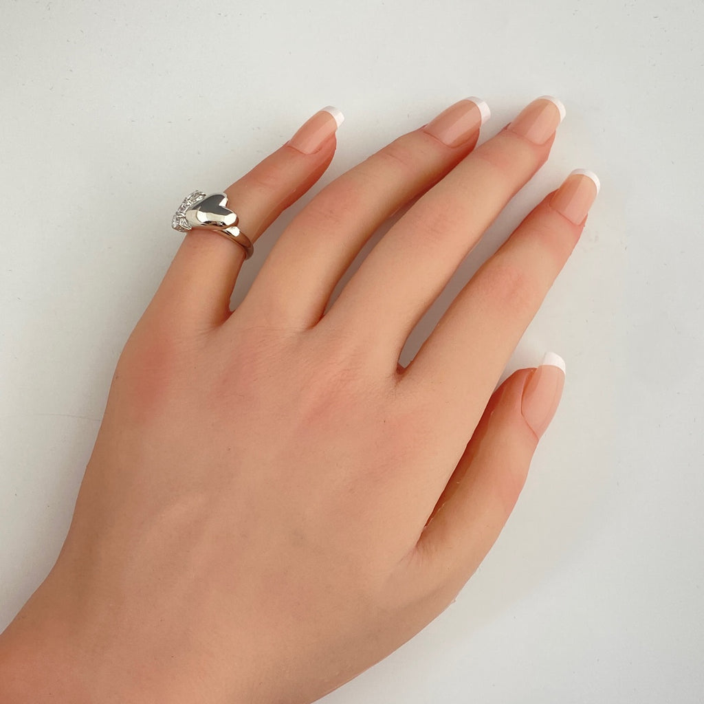 メレダイヤ デザインリング プラチナ 指輪 ピンキー リング 4.5号 Pt900 ダイヤモンド レディース 【中古】nbjwl