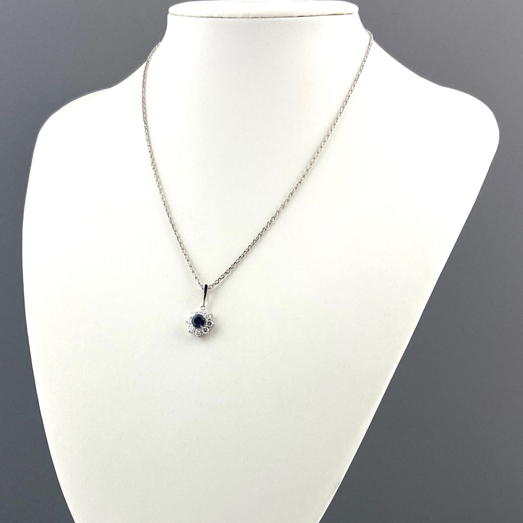 サファイア デザインネックレス プラチナ ペンダント メレダイヤ ネックレス Pt850 ダイヤモンド レディース 【中古】nbjwl