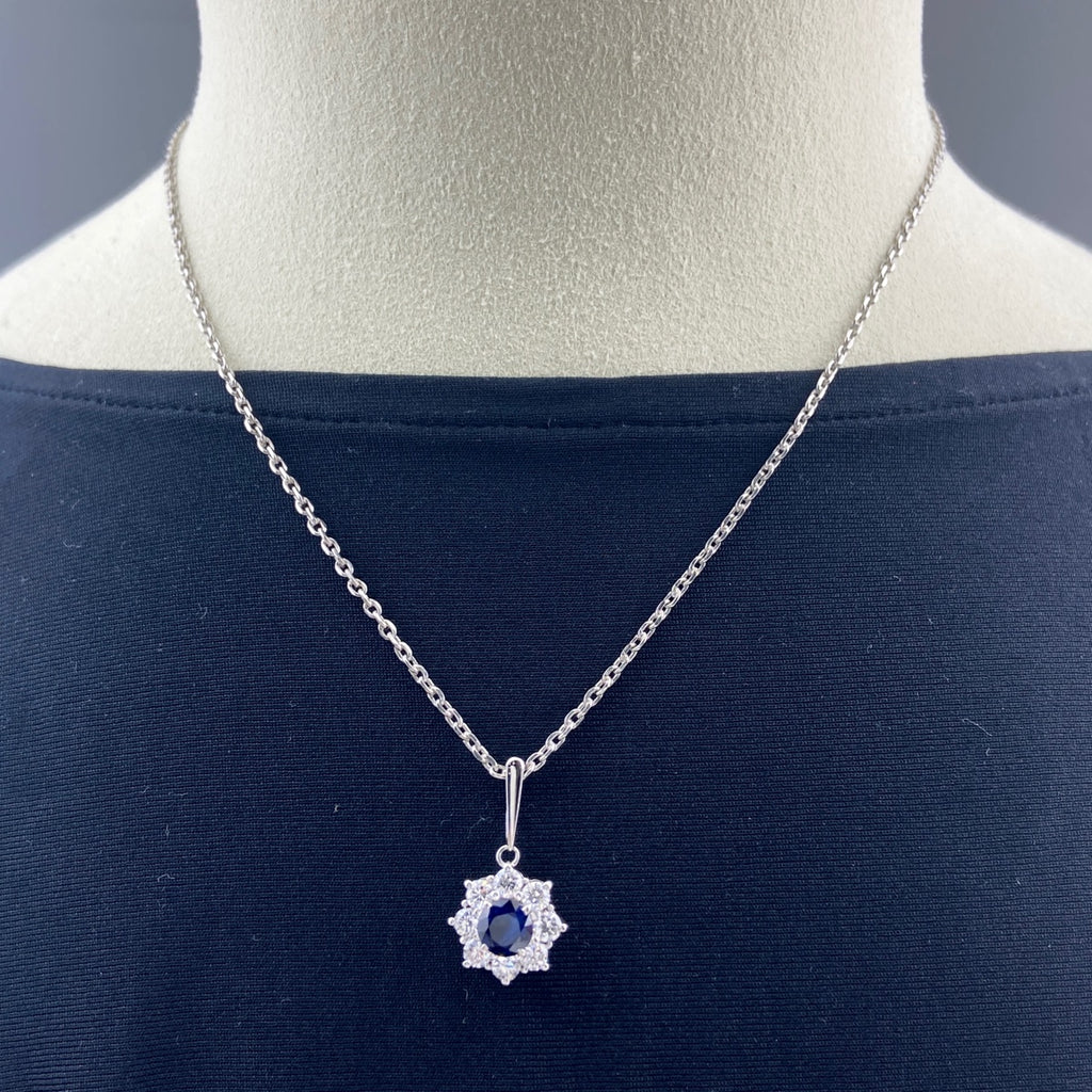 サファイア デザインネックレス プラチナ ペンダント メレダイヤ ネックレス Pt850 ダイヤモンド レディース 【中古】nbjwl