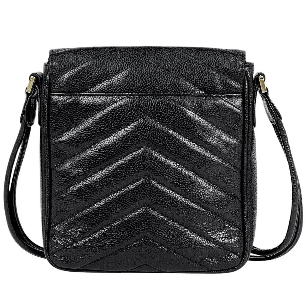 シャネル Vステッチ ショルダーバッグ ココマーク ショルダーバッグ キャビアスキン ブラック レディース 【中古】brbag