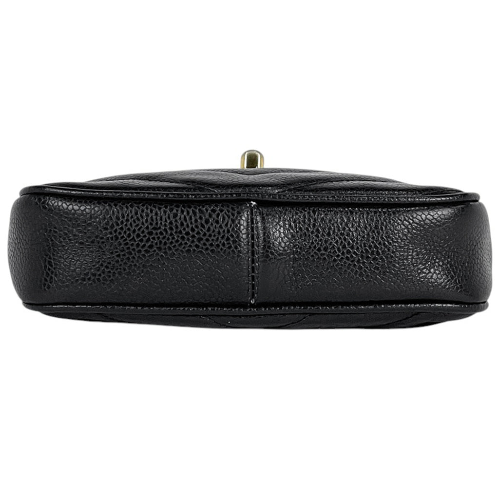 シャネル Vステッチ ショルダーバッグ ココマーク ショルダーバッグ キャビアスキン ブラック レディース 【中古】brbag