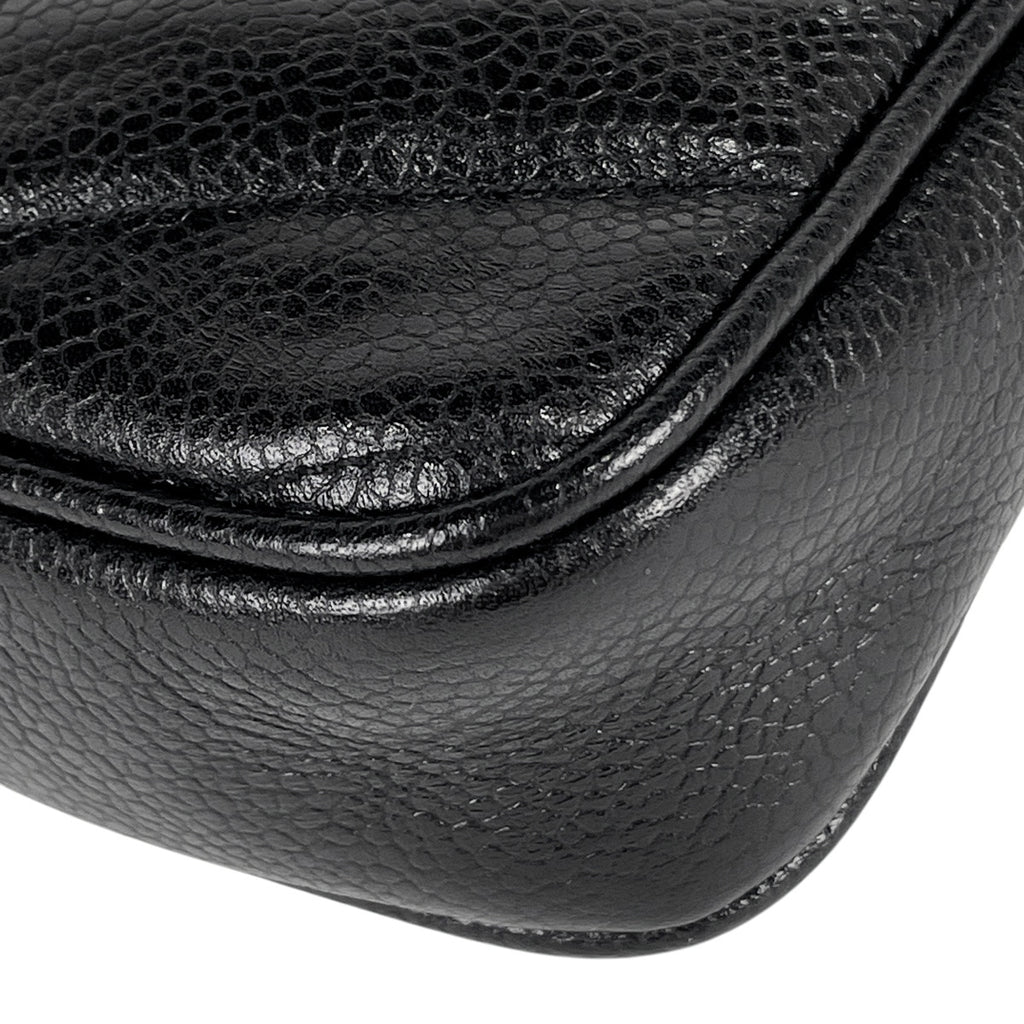 シャネル Vステッチ ショルダーバッグ ココマーク ショルダーバッグ キャビアスキン ブラック レディース 【中古】brbag