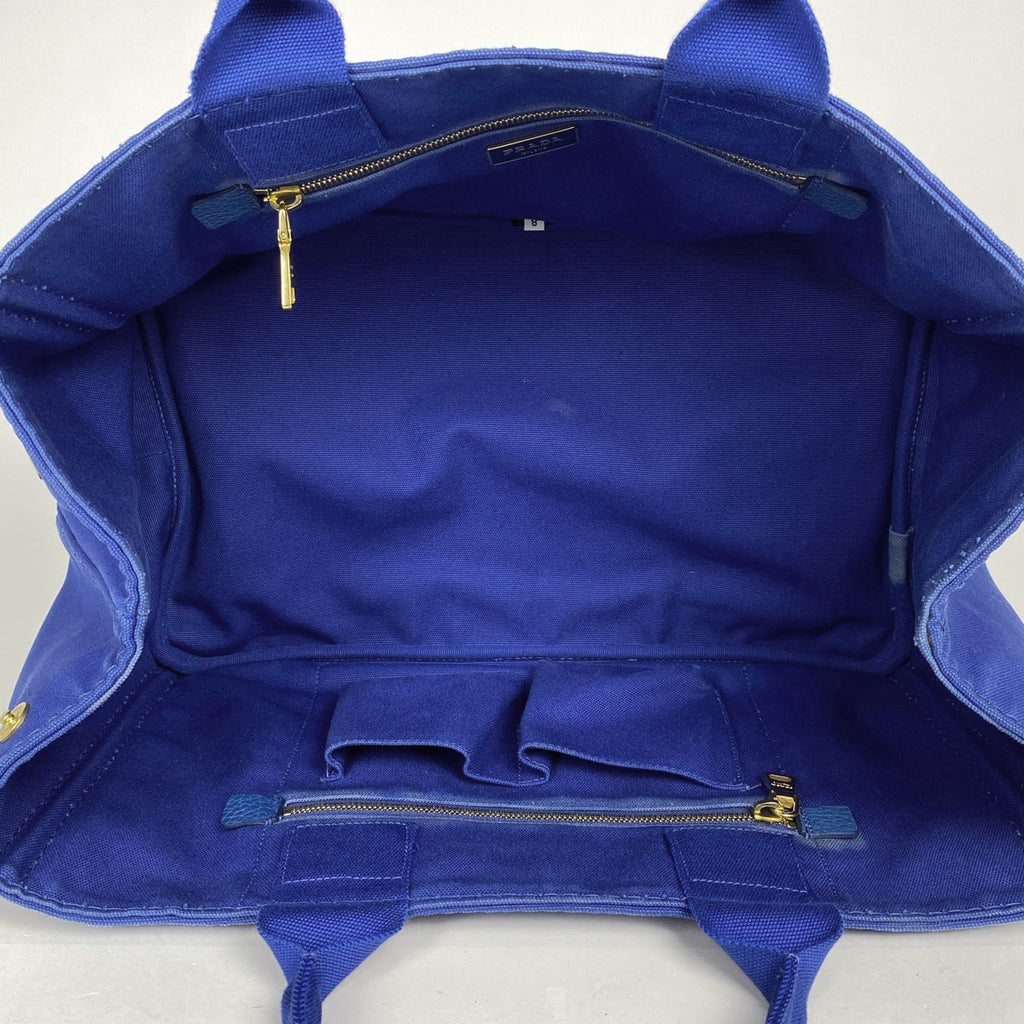 プラダ カナパ トート ハンドバッグ トートバッグ キャンバス ブルー レディース 【中古】brbag