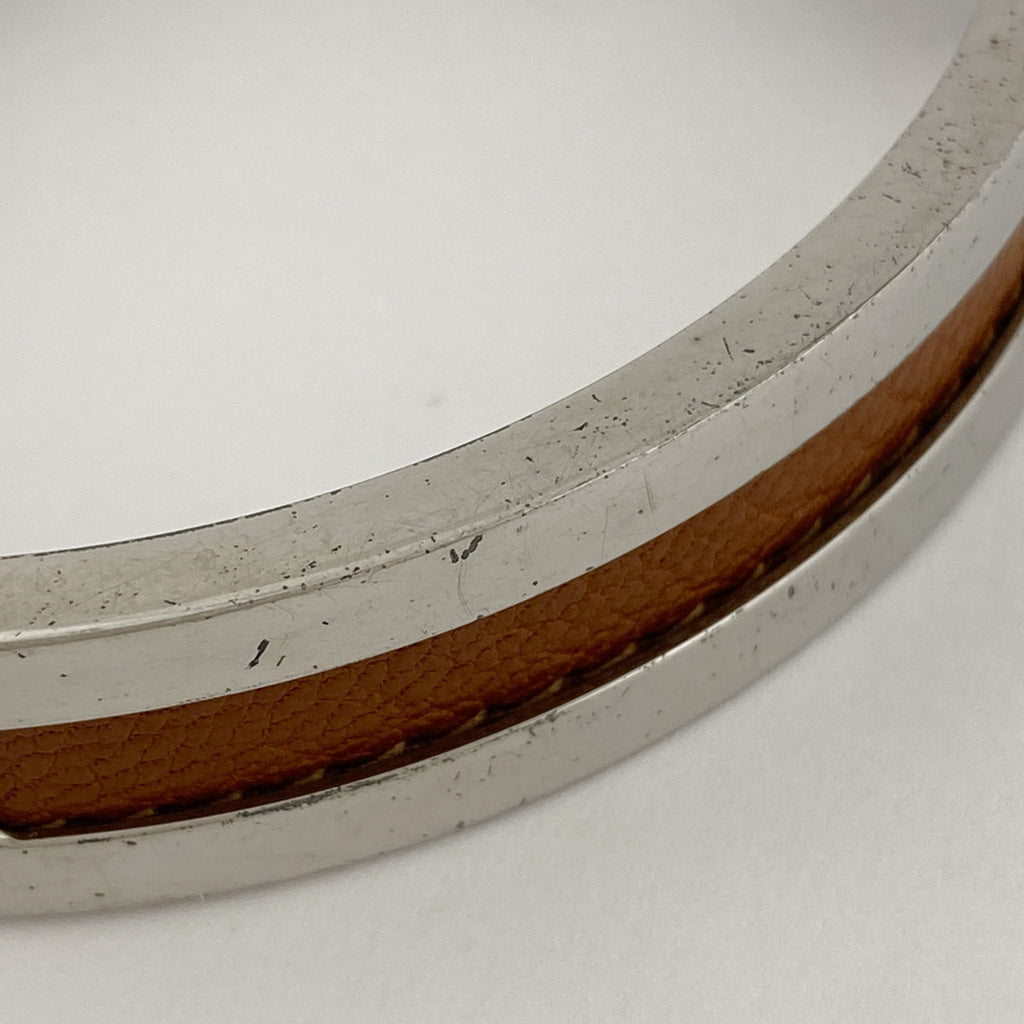 エルメス プスプス 腕輪 ブレスレット レザー シルバーメッキ ブラウン シルバー レディース 【中古】bracc