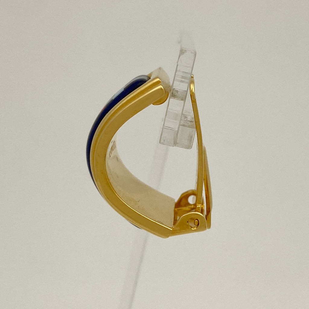 エルメス エマイユ イヤリング 七宝焼き イヤリング GP ゴールド ブルー レディース 【中古】bracc