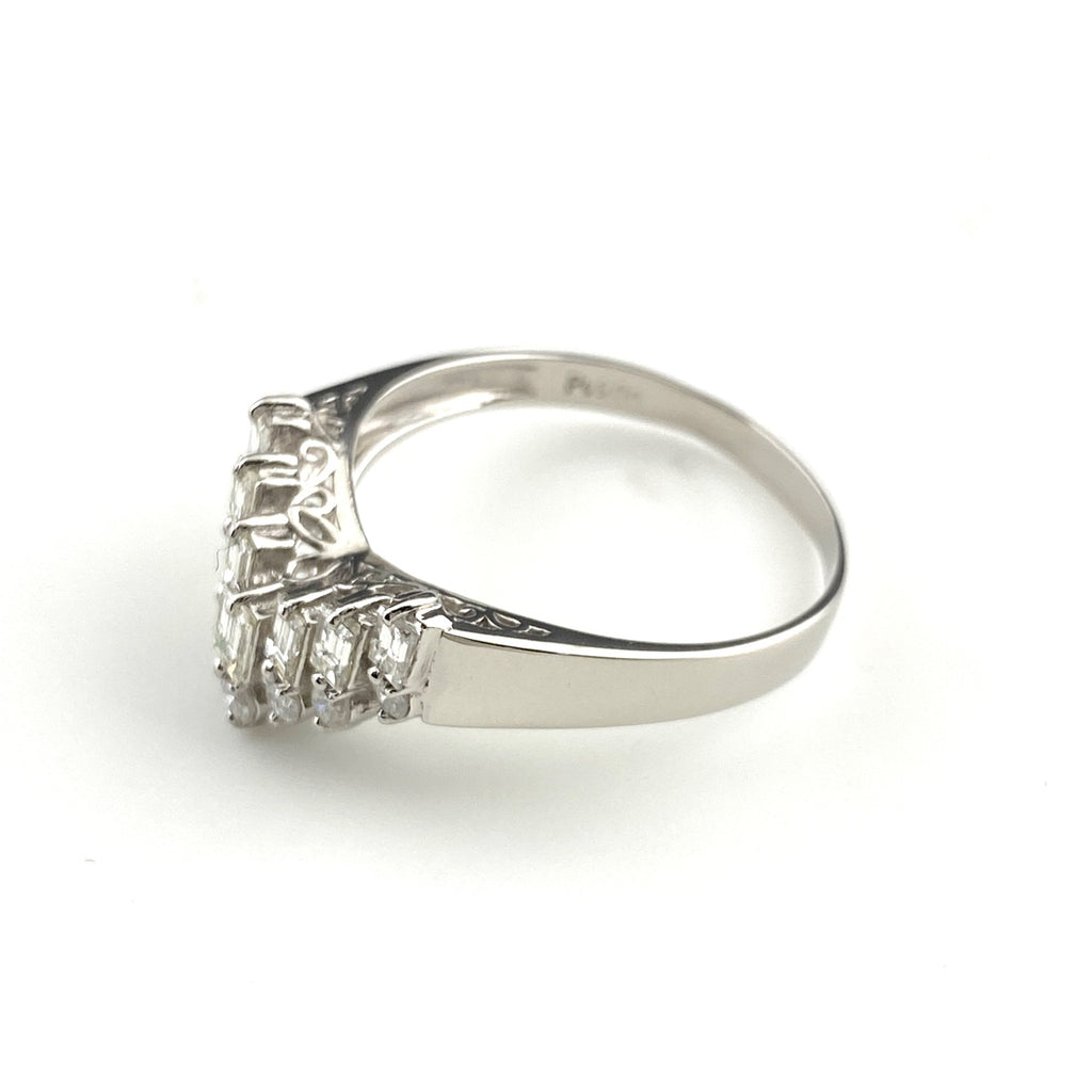 メレダイヤ デザインリング プラチナ 指輪 リング 23号 Pt900 ダイヤモンド メンズ 【中古】nbjwl