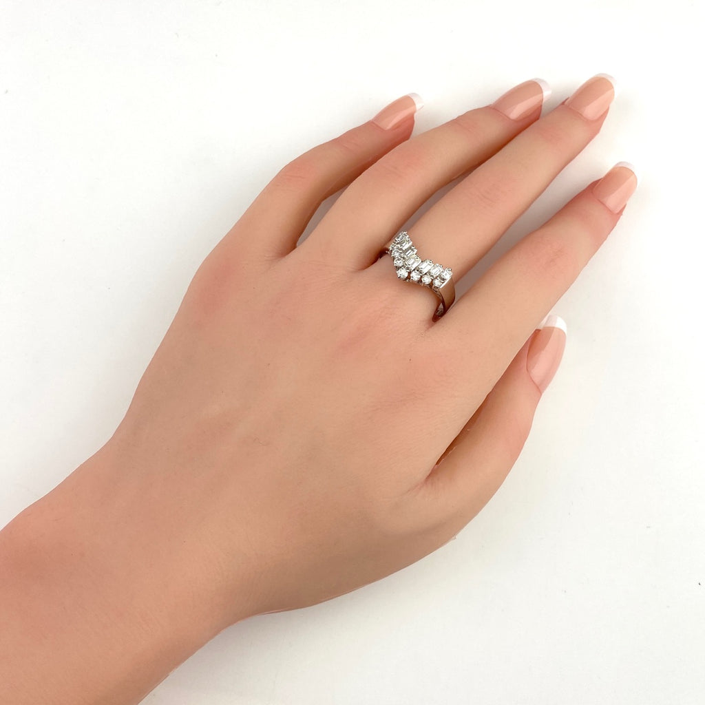 メレダイヤ デザインリング プラチナ 指輪 リング 23号 Pt900 ダイヤモンド メンズ 【中古】nbjwl