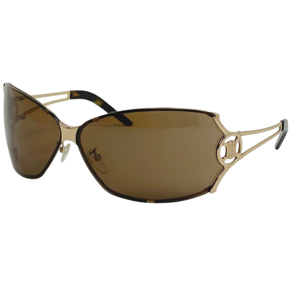 セリーヌ ブラゾン サングラス アイウェア マカダム メンズ サングラス メタル ゴールド ブラウン レディース 【中古】brbag