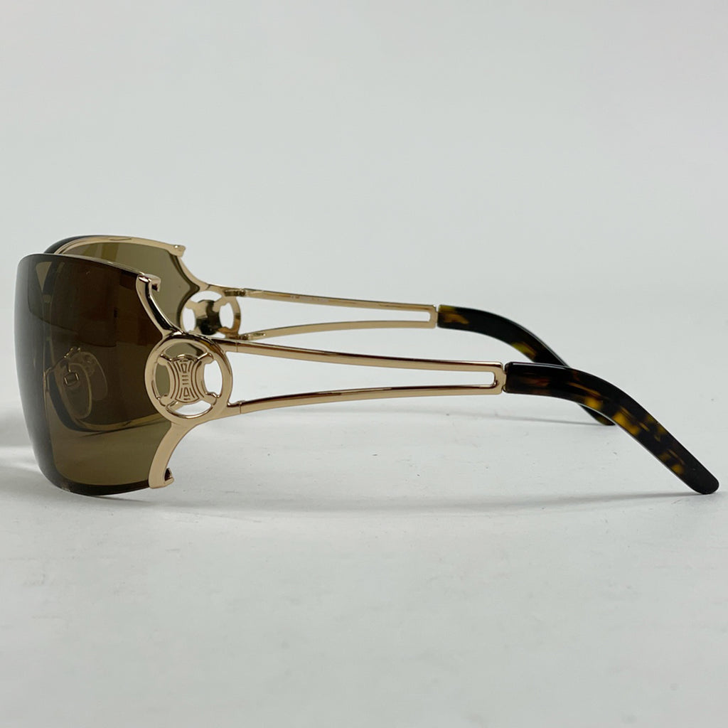 セリーヌ ブラゾン サングラス アイウェア マカダム メンズ サングラス メタル ゴールド ブラウン レディース 【中古】brbag