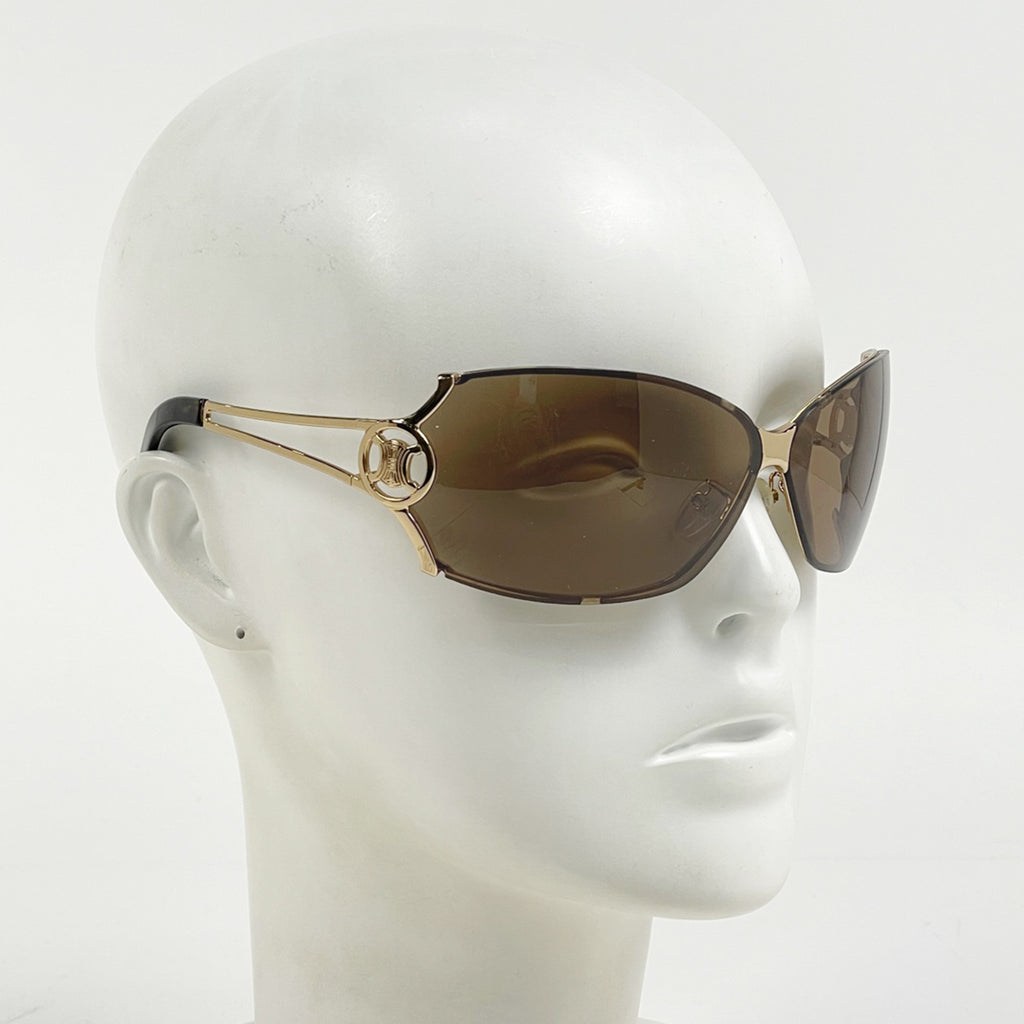 セリーヌ ブラゾン サングラス アイウェア マカダム メンズ サングラス メタル ゴールド ブラウン レディース 【中古】brbag