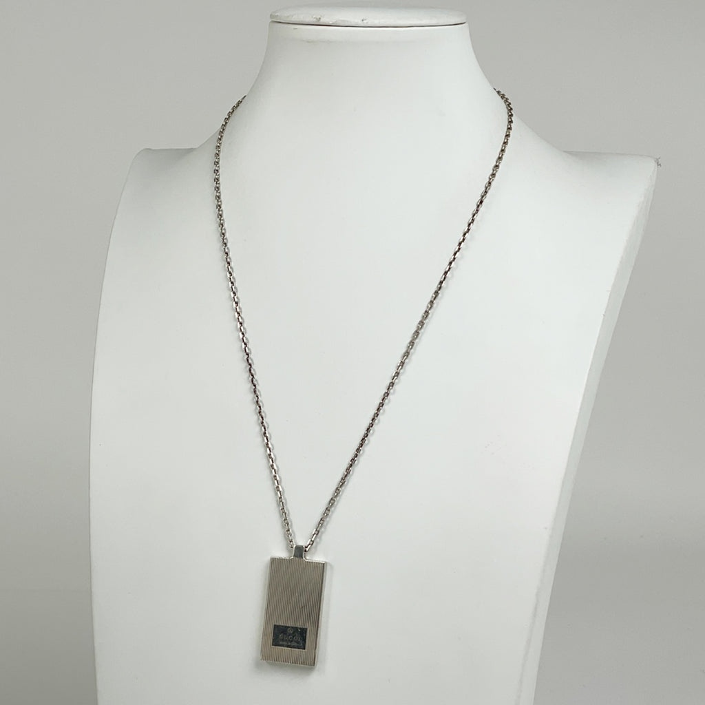 グッチ ロゴ ネックレス プレート ネックレス シルバー925 シルバー レディース 【中古】bracc