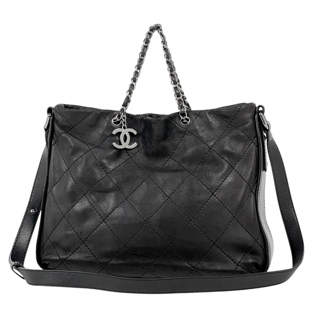 シャネル ココマーク チェーン ハンドバッグ 2WAY ショルダーバッグ ハンドバッグ レザー ブラック レディース 【中古】brbag
