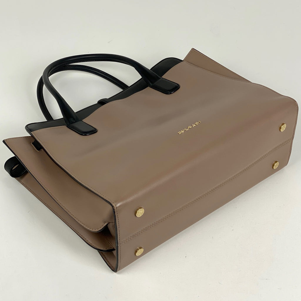 ブルガリ アルバ トートバッグ 2WAY ショルダーバッグ ブルガリブルガリ トートバッグ レザー ベージュ ブラック レディース 【中古】brbag