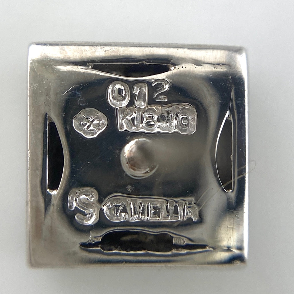 スクエアモチーフ デザインピアス WG ホワイトゴールド メレダイヤ 750 四角 ピアス K18 WG ダイヤモンド レディース 【中古】nbjwl