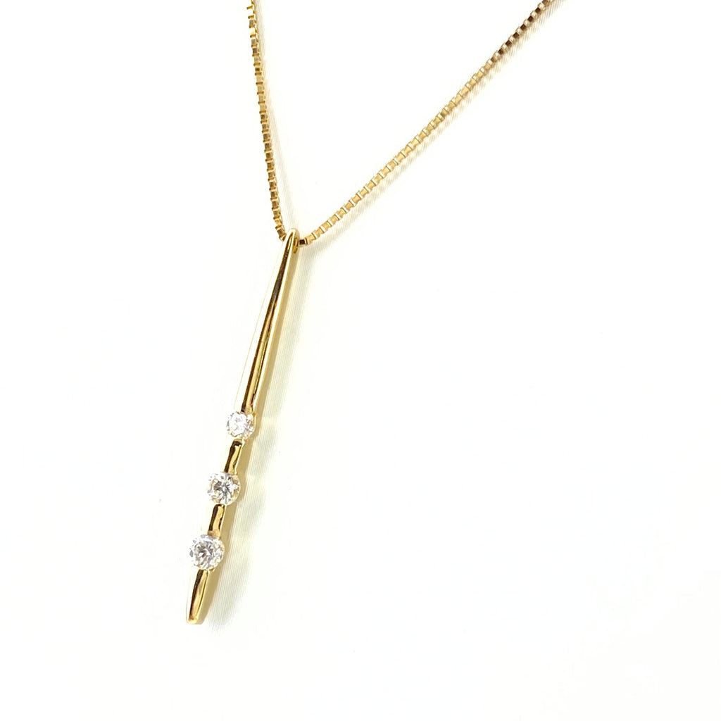 メレダイヤ デザインネックレス YG イエローゴールド ペンダント ネックレス K18 ダイヤモンド レディース 【中古】nbjwl