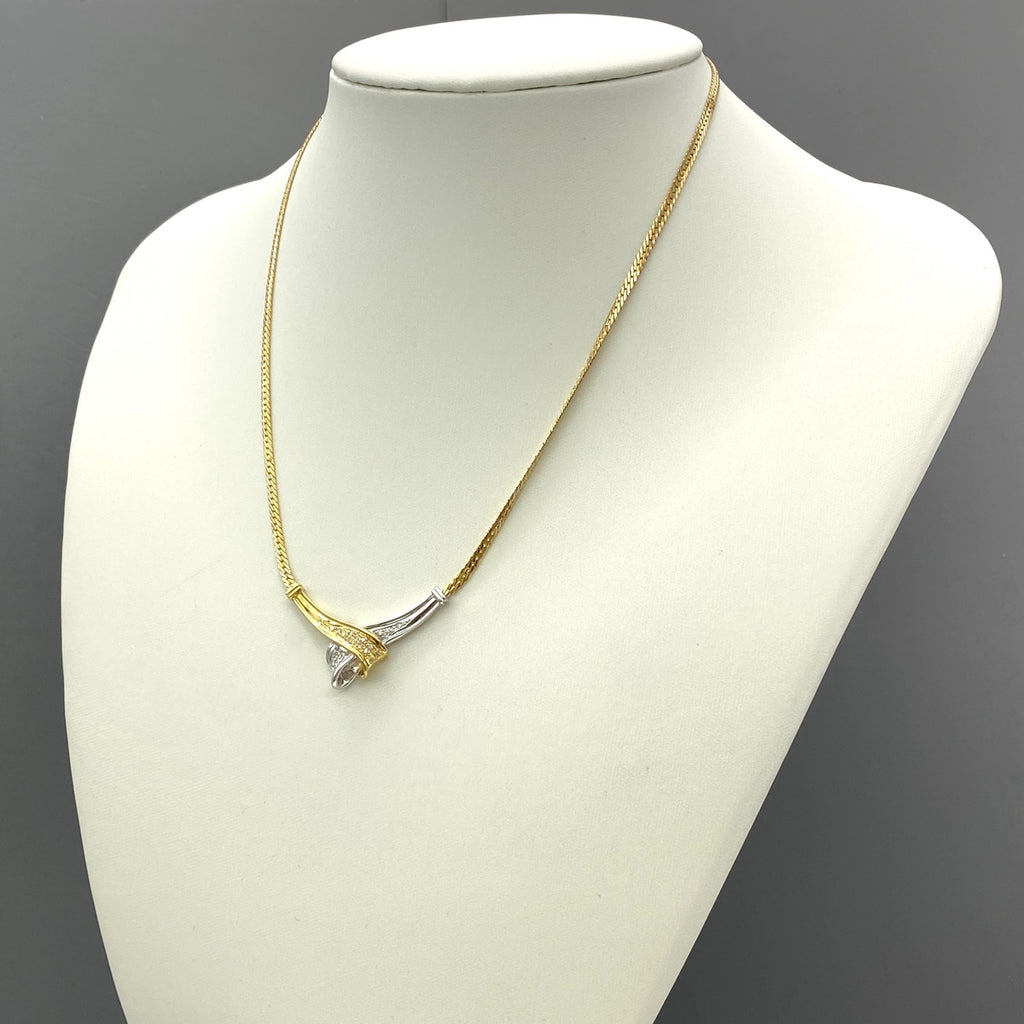 メレダイヤ デザインネックレス YG イエローゴールド ペンダント ネックレス K18 ダイヤモンド レディース 【中古】nbjwl