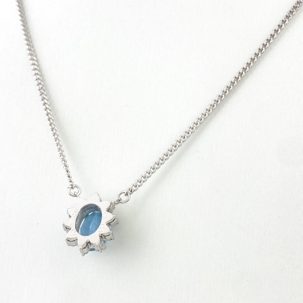 アクアマリン デザインネックレス プラチナ ペンダント メレダイヤ ネックレス Pt900 Pt850 アクアマリン レディース 【中古】nbjwl