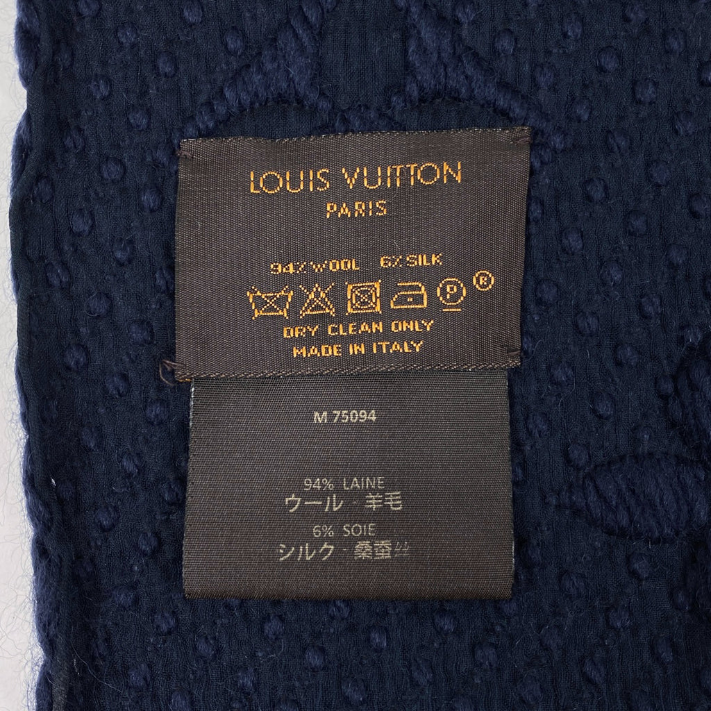 ルイ・ヴィトン エシャルプ ロゴ マニア モノグラム マフラー ウール ネイビー レディース 【中古】brbag