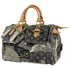 ルイ・ヴィトン スピーディ30 ボストンバック パッチワーク ハンドバッグ モノグラムデニム グリ(グレー) ブラック M95381 レディース 【中古】brbag