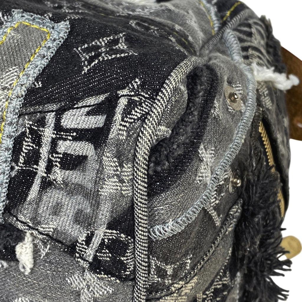 ルイ・ヴィトン スピーディ30 ボストンバック パッチワーク ハンドバッグ モノグラムデニム グリ(グレー) ブラック M95381 レディース 【中古】brbag