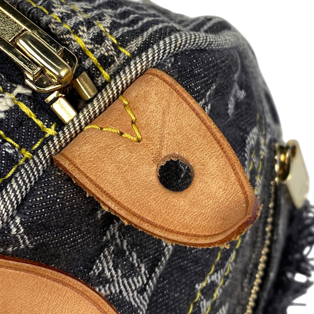 ルイ・ヴィトン スピーディ30 ボストンバック パッチワーク ハンドバッグ モノグラムデニム グリ(グレー) ブラック M95381 レディース 【中古】brbag