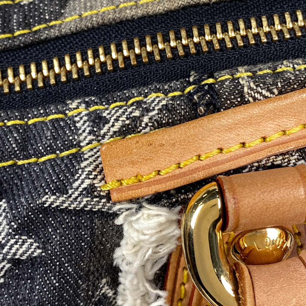 ルイ・ヴィトン スピーディ30 ボストンバック パッチワーク ハンドバッグ モノグラムデニム グリ(グレー) ブラック M95381 レディース 【中古】brbag