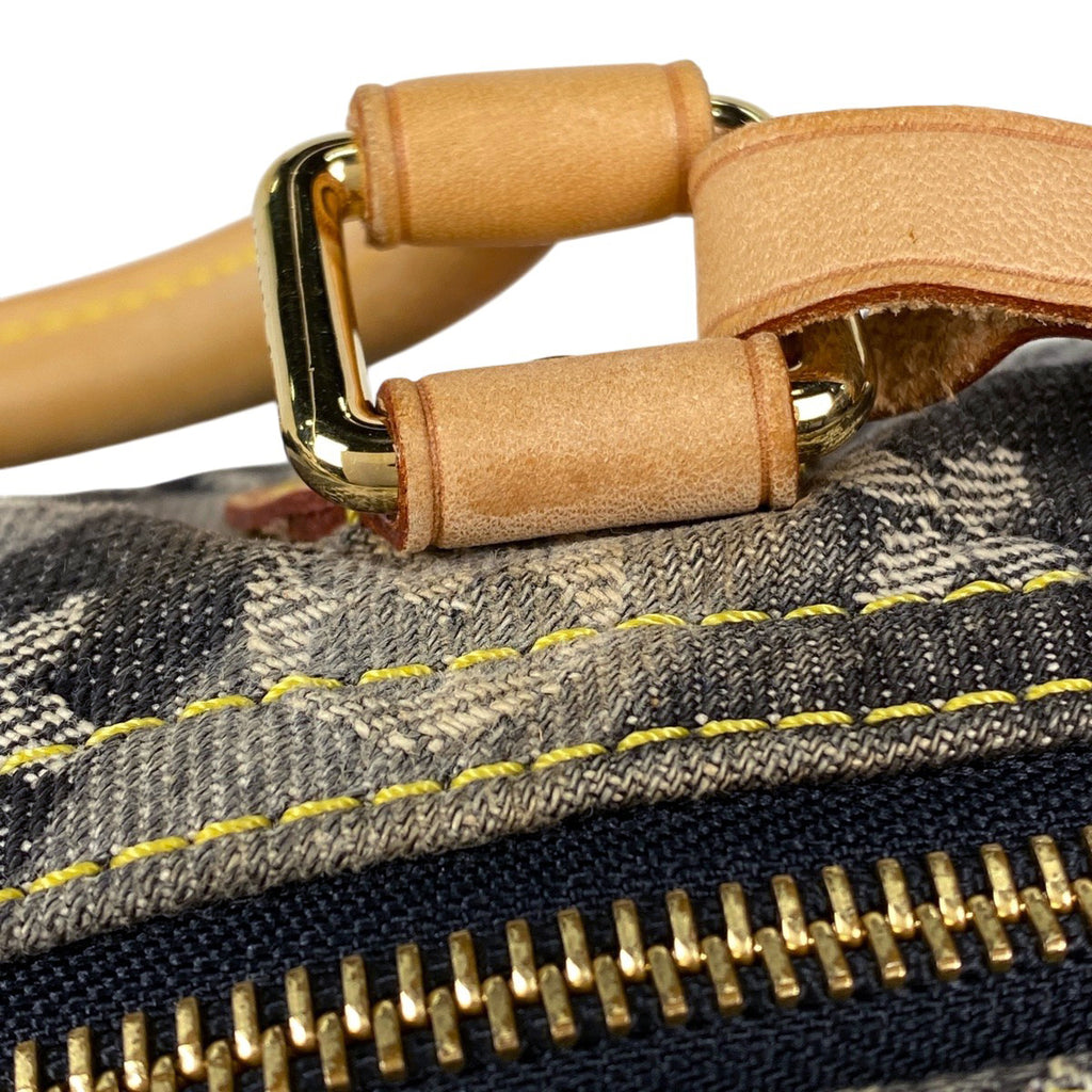 ルイ・ヴィトン スピーディ30 ボストンバック パッチワーク ハンドバッグ モノグラムデニム グリ(グレー) ブラック M95381 レディース 【中古】brbag