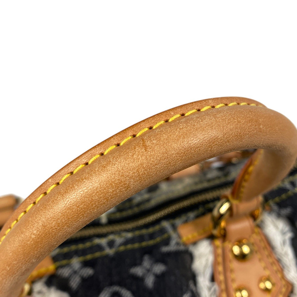 ルイ・ヴィトン スピーディ30 ボストンバック パッチワーク ハンドバッグ モノグラムデニム グリ(グレー) ブラック M95381 レディース 【中古】brbag