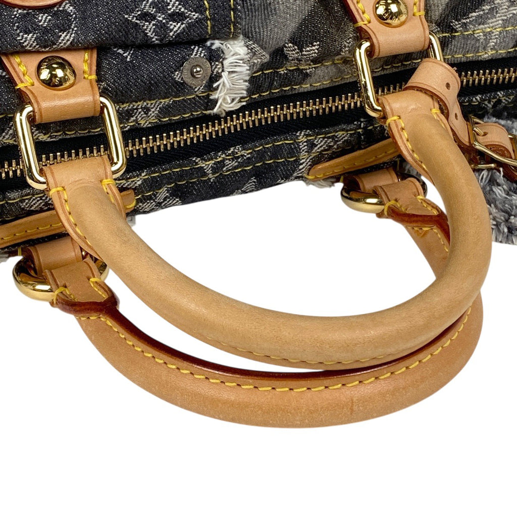 ルイ・ヴィトン スピーディ30 ボストンバック パッチワーク ハンドバッグ モノグラムデニム グリ(グレー) ブラック M95381 レディース 【中古】brbag