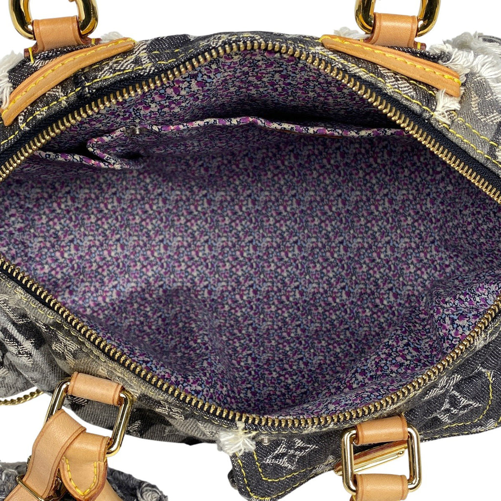 ルイ・ヴィトン スピーディ30 ボストンバック パッチワーク ハンドバッグ モノグラムデニム グリ(グレー) ブラック M95381 レディース 【中古】brbag