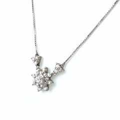 フラワーモチーフ デザインネックレス プラチナ ペンダント メレダイヤ 花 ネックレス Pt850 ダイヤモンド レディース 【中古】nbjwl