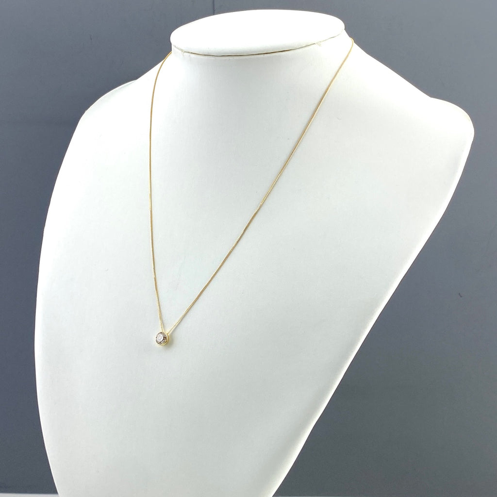 ダイヤモンド デザインネックレス YG イエローゴールド ペンダント ネックレス K18 ダイヤモンド レディース 【中古】nbjwl