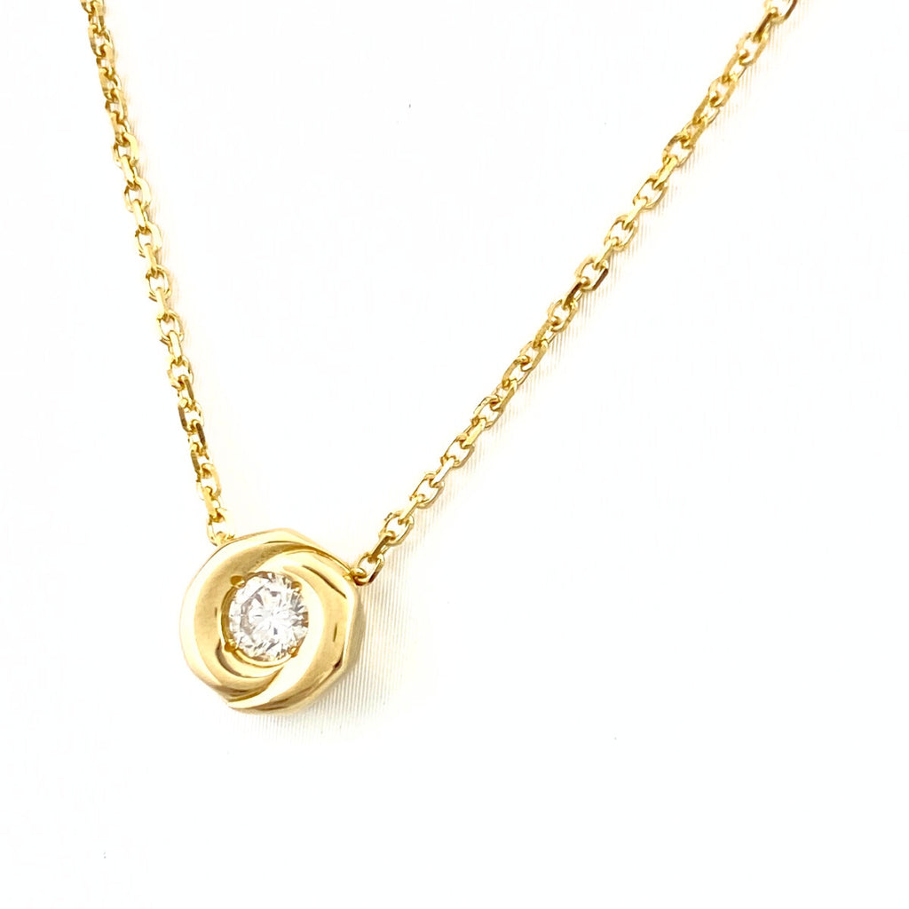 ダイヤモンド デザインネックレス YG イエローゴールド ペンダント ネックレス K18 ダイヤモンド レディース 【中古】nbjwl