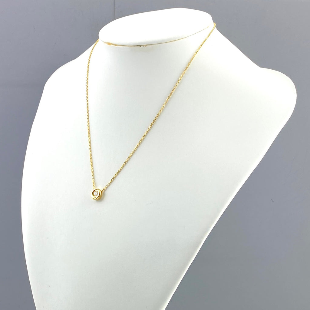 ダイヤモンド デザインネックレス YG イエローゴールド ペンダント ネックレス K18 ダイヤモンド レディース 【中古】nbjwl