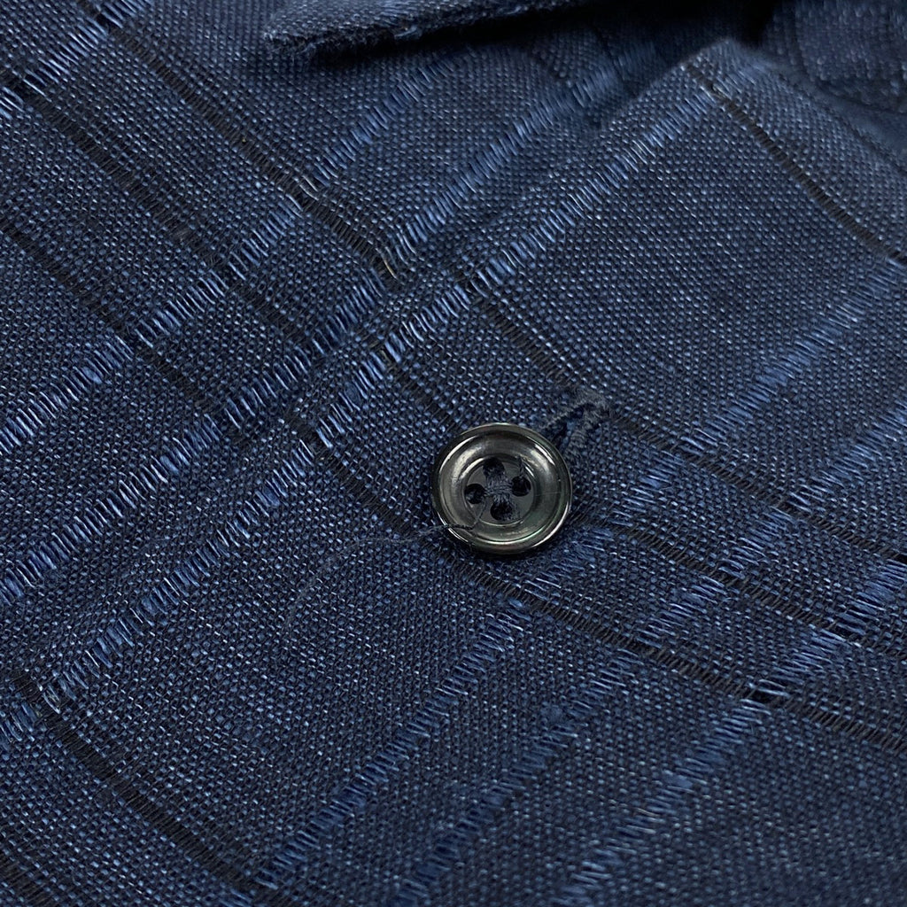 エルメス チェック柄 長袖シャツ リネン セリエ トップス 長袖シャツ 麻 ネイビー メンズ 【中古】brapp