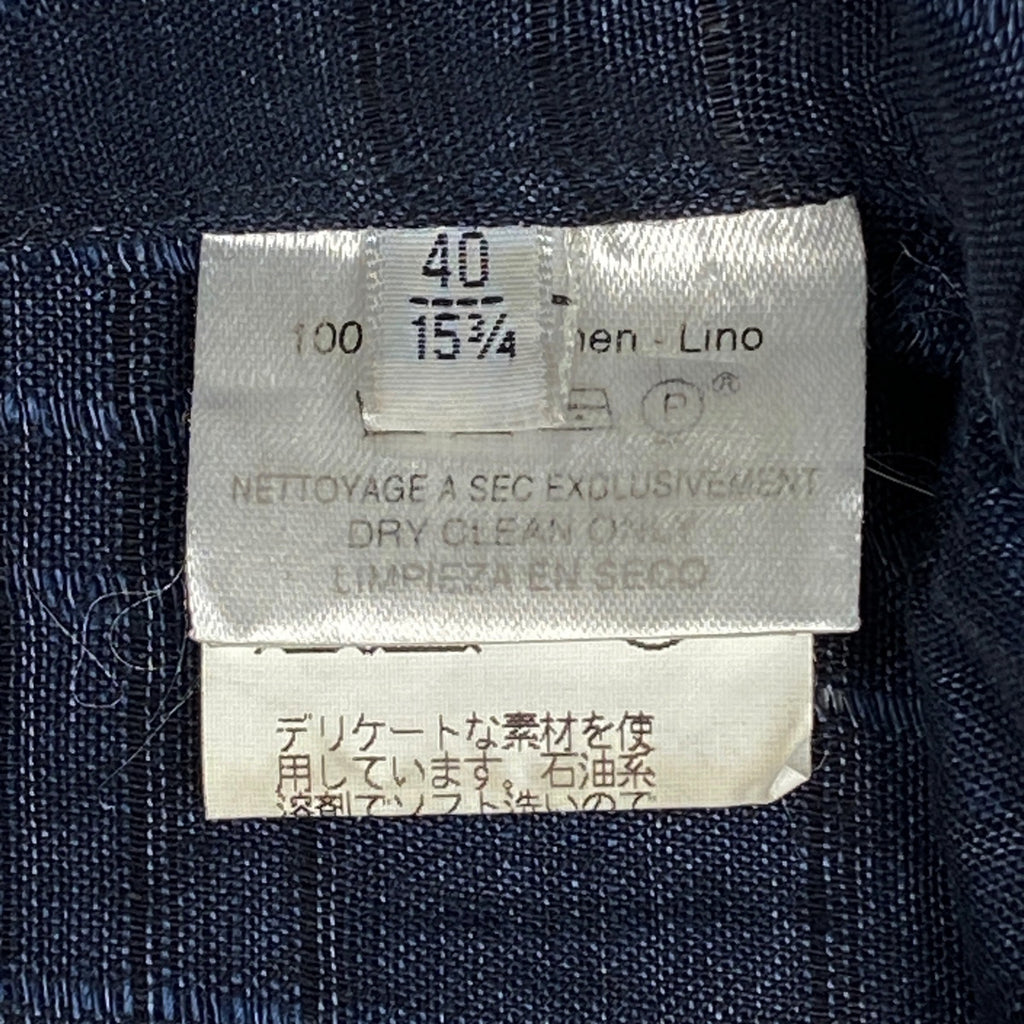 エルメス チェック柄 長袖シャツ リネン セリエ トップス 長袖シャツ 麻 ネイビー メンズ 【中古】brapp