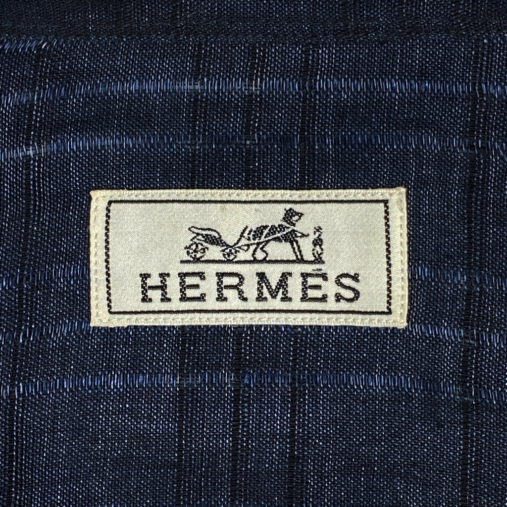 エルメス チェック柄 長袖シャツ リネン セリエ トップス 長袖シャツ 麻 ネイビー メンズ 【中古】brapp
