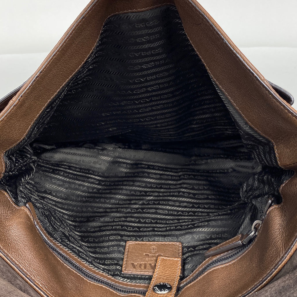 プラダ ロゴ ショルダーバッグ 斜め掛け ショルダーバッグ レザー ブラウン レディース 【中古】brbag