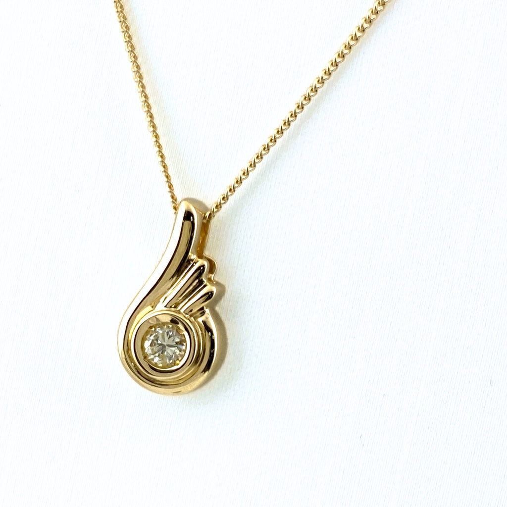 メレダイヤ デザインネックレス YG イエローゴールド ペンダント ネックレス K18 ダイヤモンド レディース 【中古】nbjwl