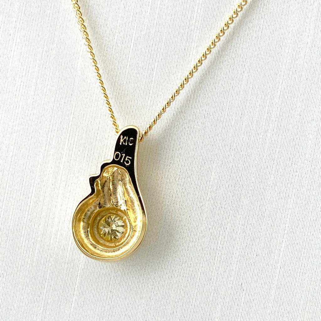 メレダイヤ デザインネックレス YG イエローゴールド ペンダント ネックレス K18 ダイヤモンド レディース 【中古】nbjwl