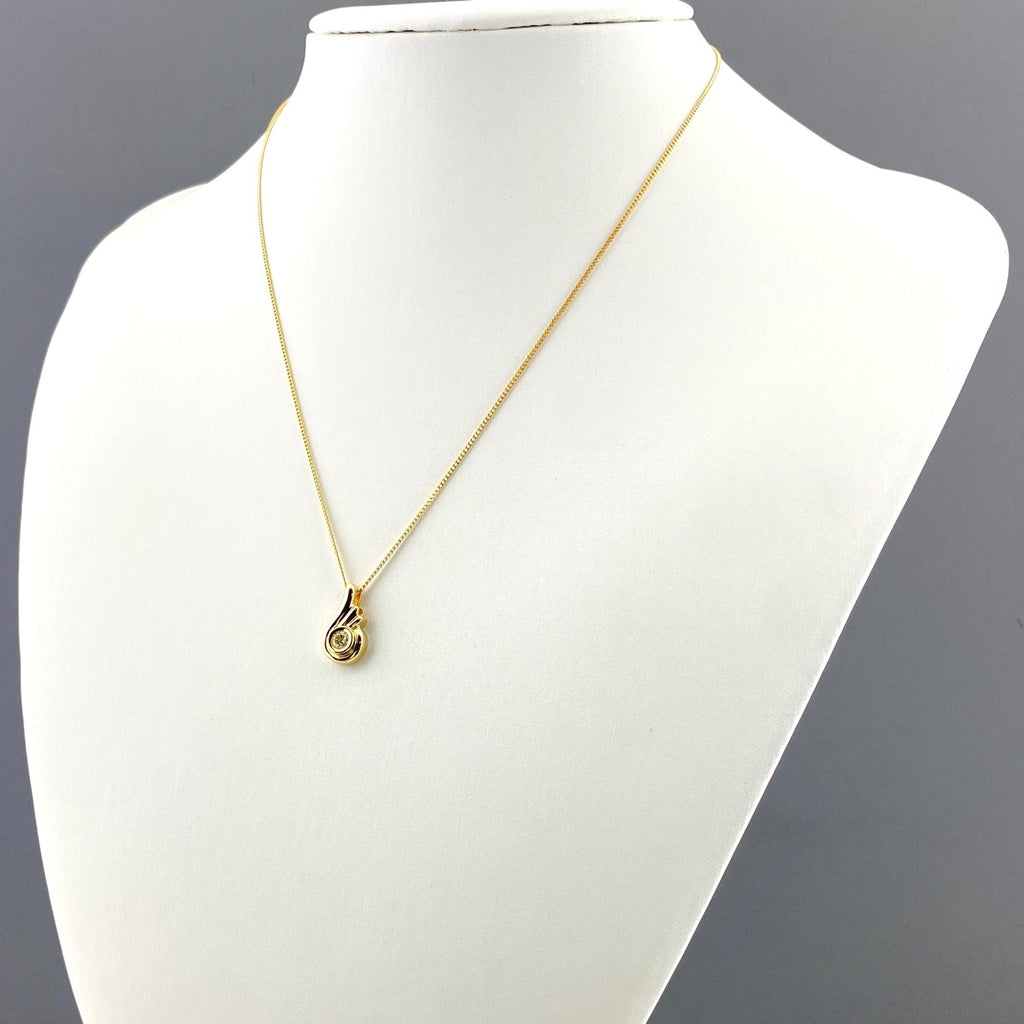 メレダイヤ デザインネックレス YG イエローゴールド ペンダント ネックレス K18 ダイヤモンド レディース 【中古】nbjwl