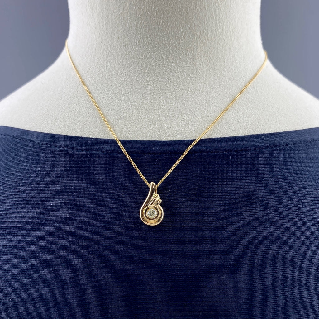 メレダイヤ デザインネックレス YG イエローゴールド ペンダント ネックレス K18 ダイヤモンド レディース 【中古】nbjwl