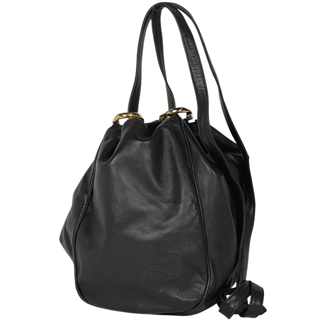ロエベ アナグラム ショルダーバッグ ショルダーバッグ レザー ブラック レディース 【中古】brbag