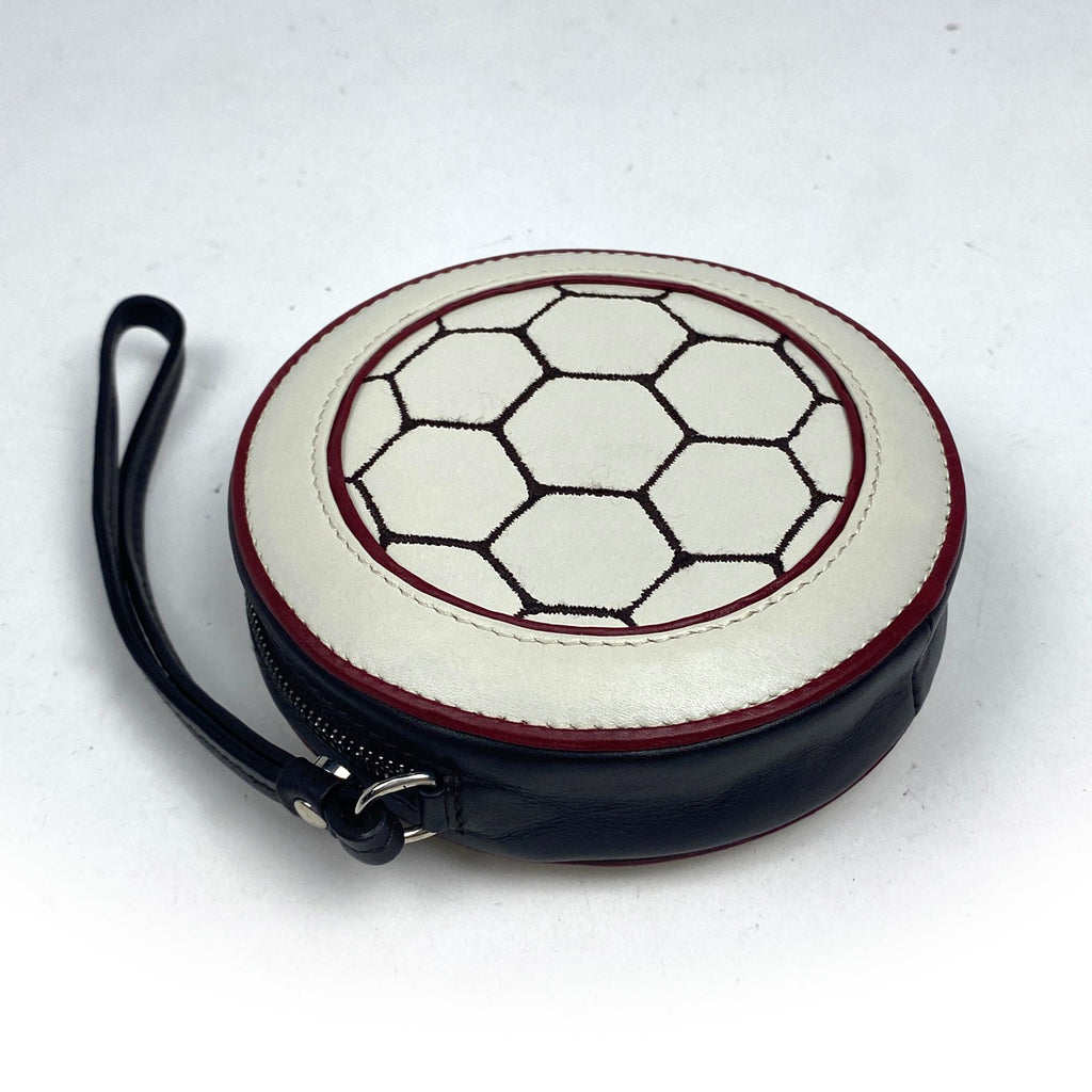 セリーヌ ロゴ コインケース FIFA 2002 サッカーボール型 小銭入れ コインケース レザー ホワイト レッド レディース 【中古】brbag