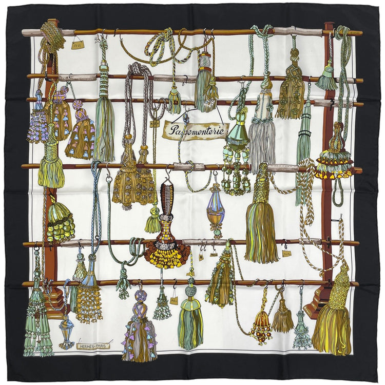 エルメス カレ 90 Passementerie 紐飾り スカーフ シルク ブラック マルチカラー レディース 【中古】brbag